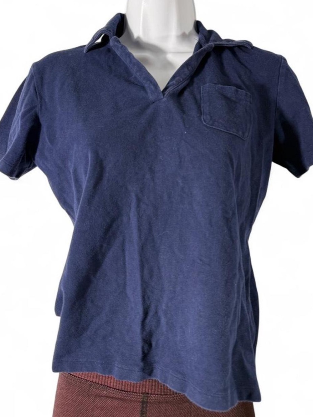 Women's Navy Short-Sleeve Polo with Chest Pocket